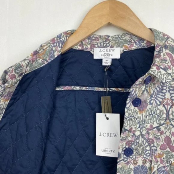 NWT J.Crew x Liberty 10 Diamond Quilted Shirt Jacket William Morris Print - Picture 4 of 11